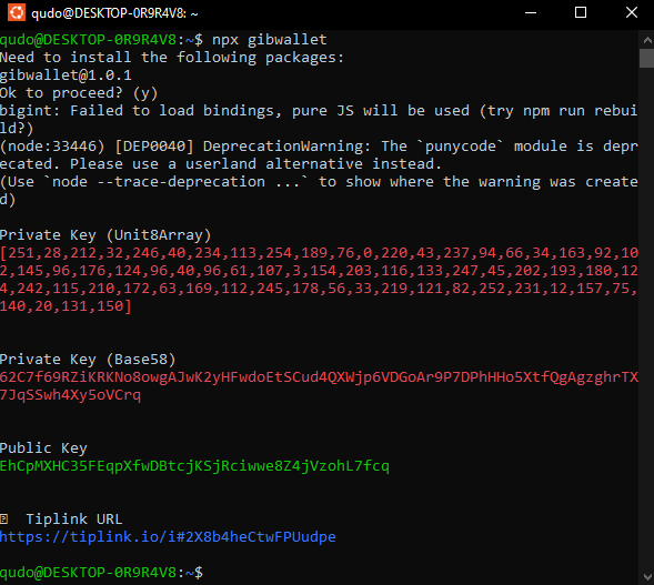 Gibwallet CLI